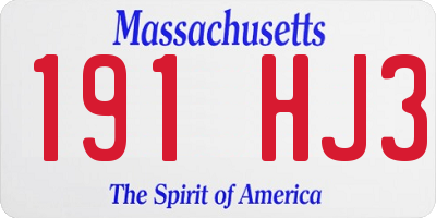 MA license plate 191HJ3