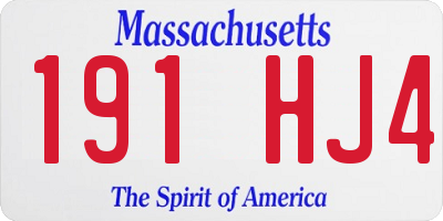 MA license plate 191HJ4