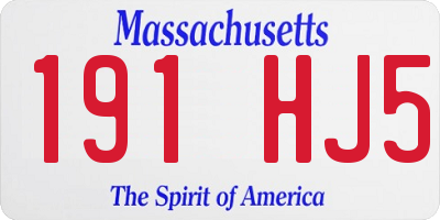 MA license plate 191HJ5