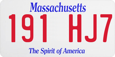 MA license plate 191HJ7