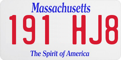 MA license plate 191HJ8