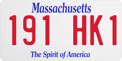 MA license plate 191HK1