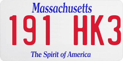 MA license plate 191HK3