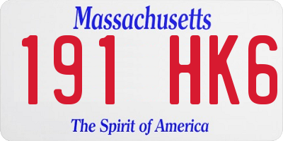 MA license plate 191HK6