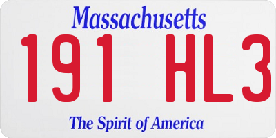MA license plate 191HL3