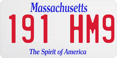 MA license plate 191HM9