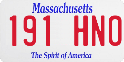 MA license plate 191HN0