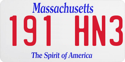 MA license plate 191HN3
