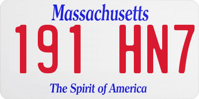 MA license plate 191HN7