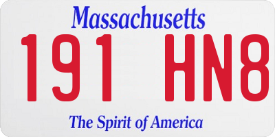 MA license plate 191HN8