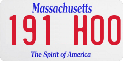 MA license plate 191HO0