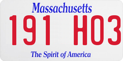 MA license plate 191HO3
