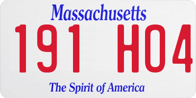MA license plate 191HO4