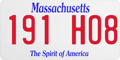 MA license plate 191HO8