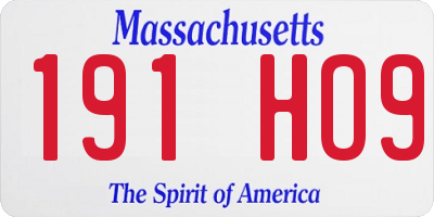 MA license plate 191HO9