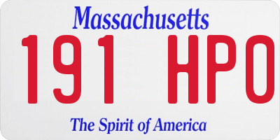 MA license plate 191HP0