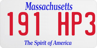 MA license plate 191HP3