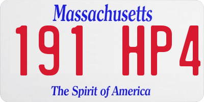 MA license plate 191HP4