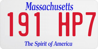 MA license plate 191HP7