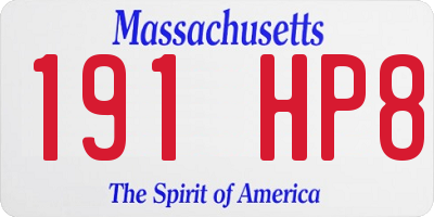 MA license plate 191HP8