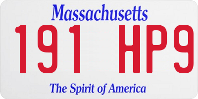 MA license plate 191HP9