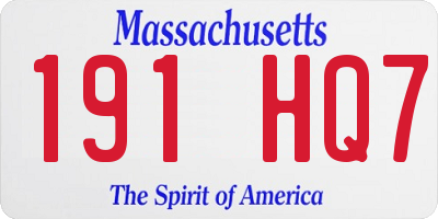 MA license plate 191HQ7