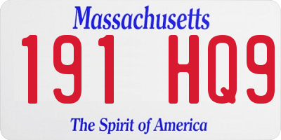 MA license plate 191HQ9