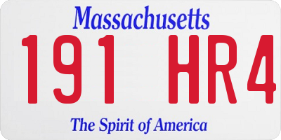 MA license plate 191HR4