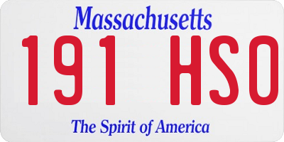 MA license plate 191HS0