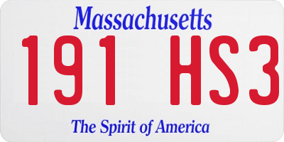 MA license plate 191HS3