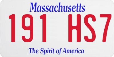MA license plate 191HS7