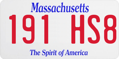 MA license plate 191HS8