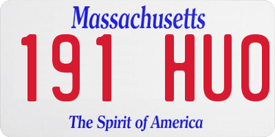 MA license plate 191HU0