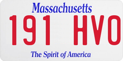 MA license plate 191HV0