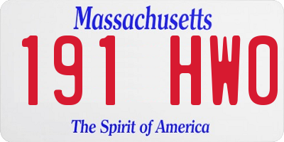 MA license plate 191HW0
