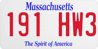 MA license plate 191HW3