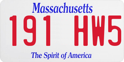MA license plate 191HW5