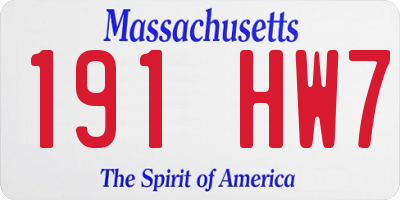 MA license plate 191HW7