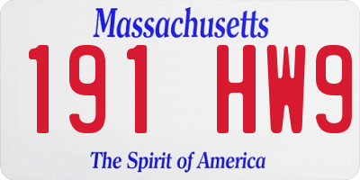 MA license plate 191HW9