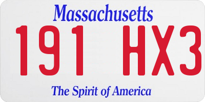 MA license plate 191HX3
