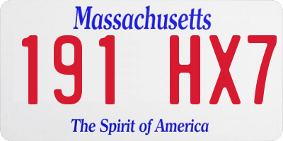 MA license plate 191HX7