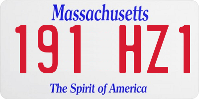 MA license plate 191HZ1