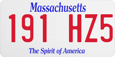 MA license plate 191HZ5