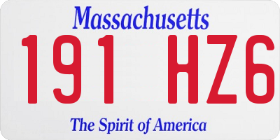 MA license plate 191HZ6