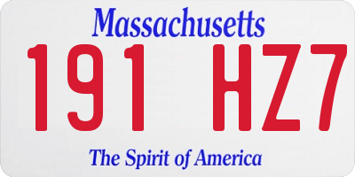 MA license plate 191HZ7