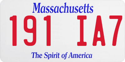 MA license plate 191IA7