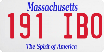 MA license plate 191IB0