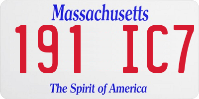MA license plate 191IC7