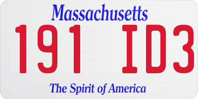 MA license plate 191ID3