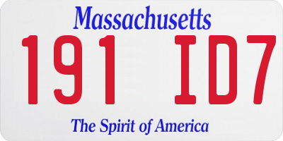 MA license plate 191ID7